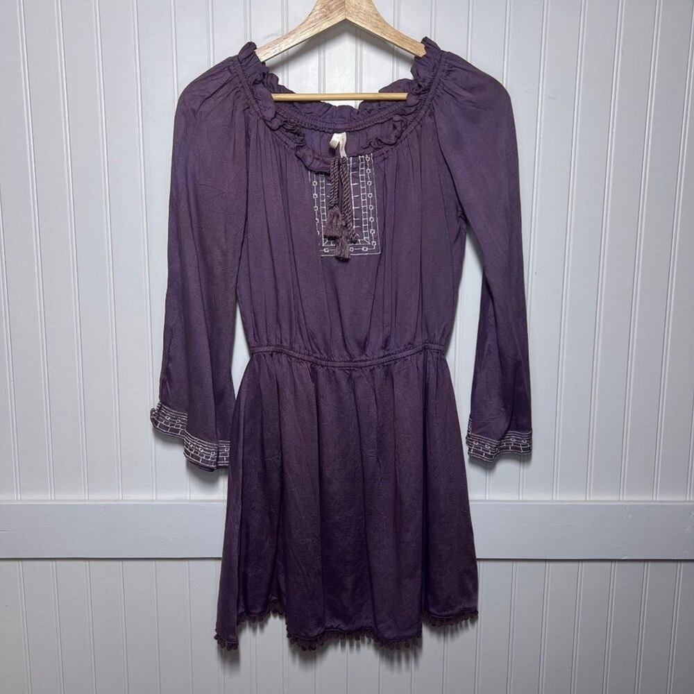 True Destiny Dress Jewel Tone Peasant Fairy Whimsigoth Purple Embroidered Boho